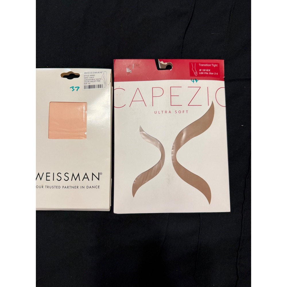 Weissman Capezio Kids Dance Tights Bundle Ballet Pink Suntan SC Fits 2-6 2PK